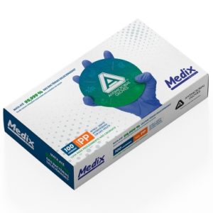 square medix luva antibacteriana embalagem caixa pp