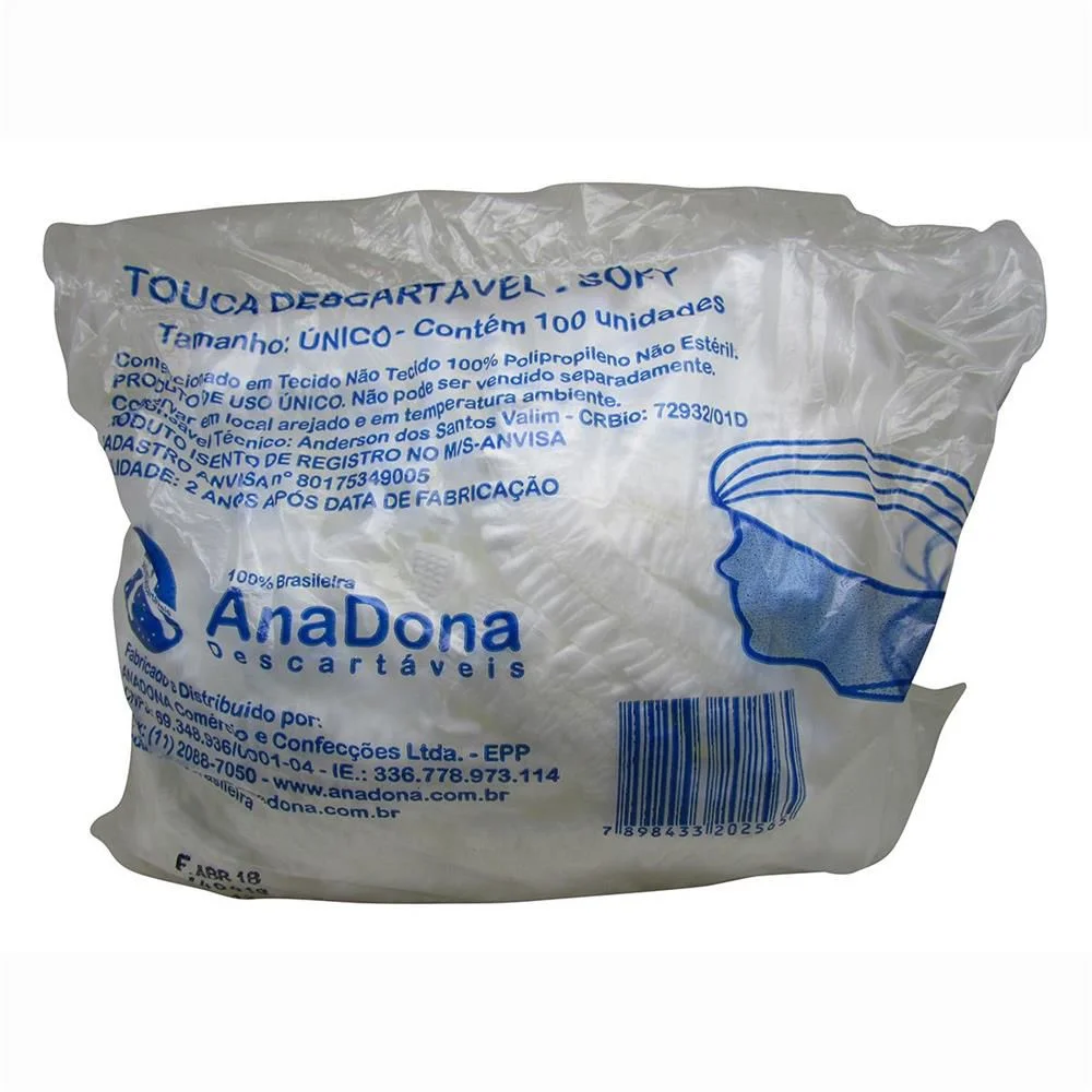 Touca Descartável Branca com Elástico Soft Anadona - Imagem 2