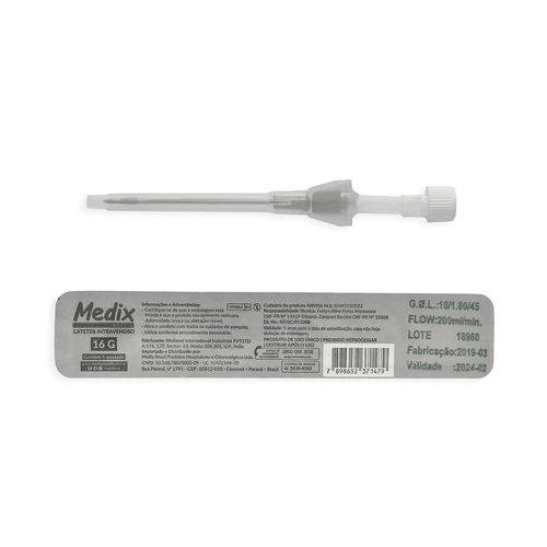 Cateter Intravenoso 16G Cinza Medix - Imagem 2