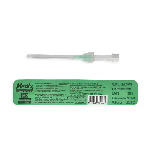 Cateter Intravenoso 18G Verde Medix - Imagem 2