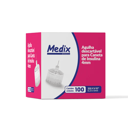 Agulha para Caneta de Insulina 32G 4MM Rosa Medix