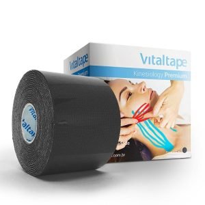 Bandagem Elástica Preta Kinesiology Premium 5cm x 5m Vital Tape